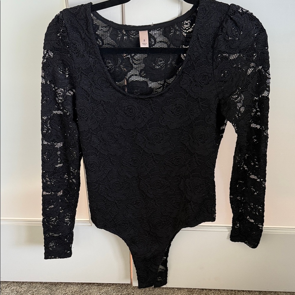 BKE Black Floral Lace Bodysuit